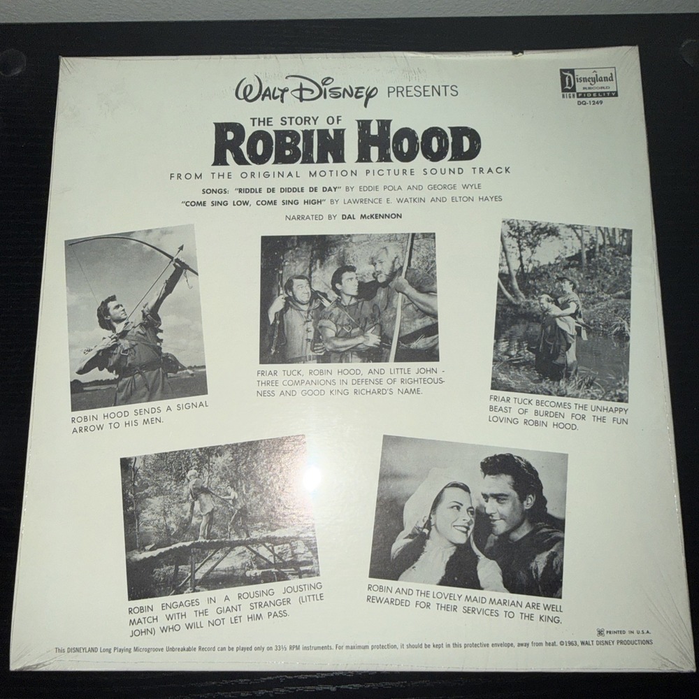 Walt Disney The Story Of Robin Hood Vintage Vinyl Record LP Rare Sealed DQ1249 - Picture 7 of 16